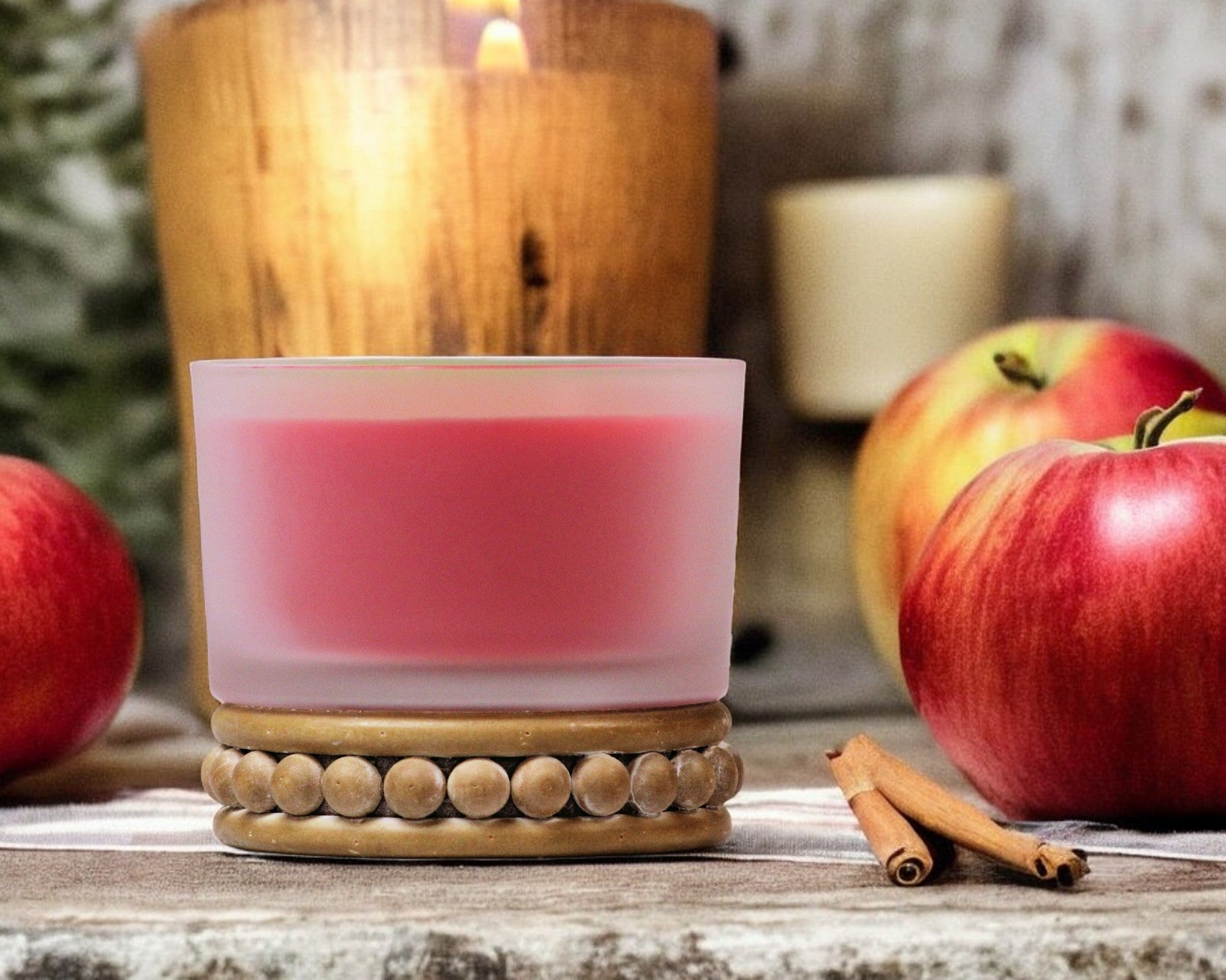 3 Wick - Apple Cinnamon Scented Candle  (17 oz)